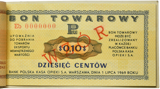 Pewex, Oryginalna książeczka WZORÓW, 1 cent -50 centów 1969