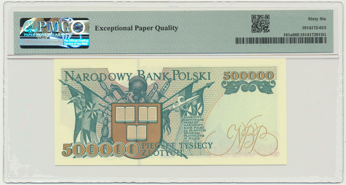 Banknot 500.000 złotych 1993 – L – PMG 66 EPQ