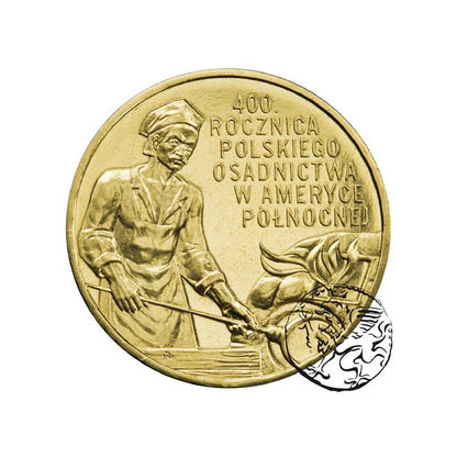 III RP, 2 złote, 2008, Osadnictwo w Ameryce Płn.